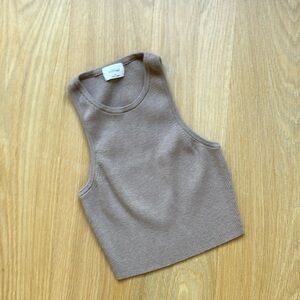 Aritzia Wilfred Cropped Knit Tank Light Brown